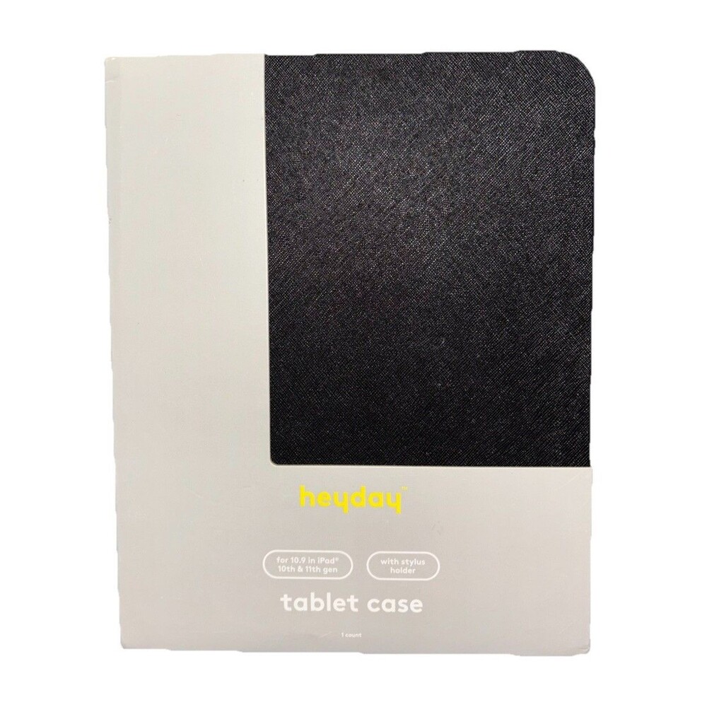 heyday Folding Folio Case for iPad 10th/11th Gen 10.9 in Black Stand Stylus